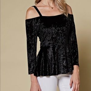 Black Velvet off the should blouse